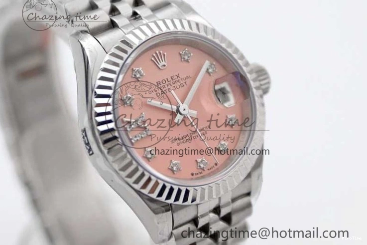 MiroTime 0404 HighPerformance Lady DateJust 28 SS TWF 1:1 Best Edition 904L Steel Pink Dial Diam Markers on President Bracelet NH 2179